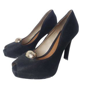 Christian Siriano Open Peep Toe Pumps Blue Work Business High Heels Sz 8